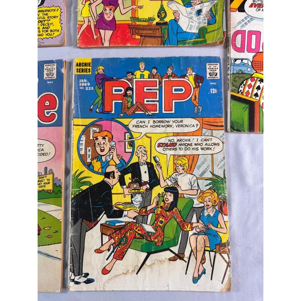 Vintage Archie Comic Book Lot of 5 1969-1973 Archie Pep Life Joke Reader Copies